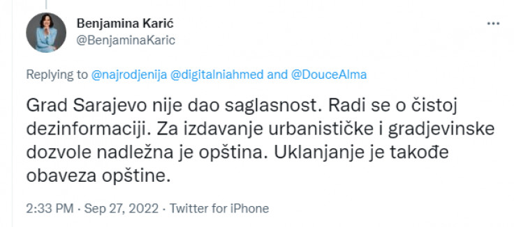 Tvit Benjamine Karić