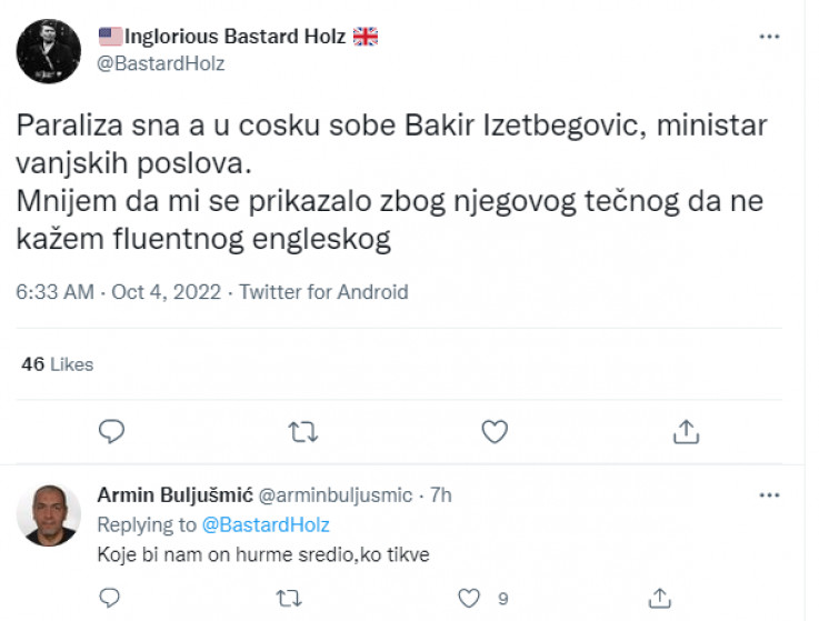 Brojne reakcije na poraz Bakira Izetbegovića na Twitteru